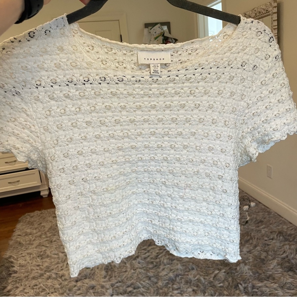 TOPSHOP White Lace Tee